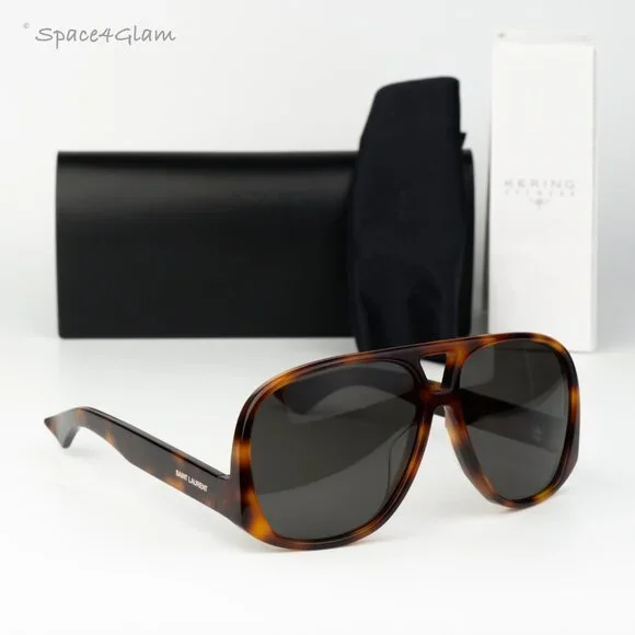 Saint Laurent Men Sunglasses Havana Black Square SL652/F SOLACE 002 BRAND NEW - Picture 2 of 13